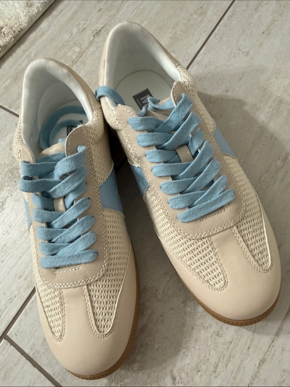 MIA 
Cream & Light Blue Retro Runner Sneakers ..new
